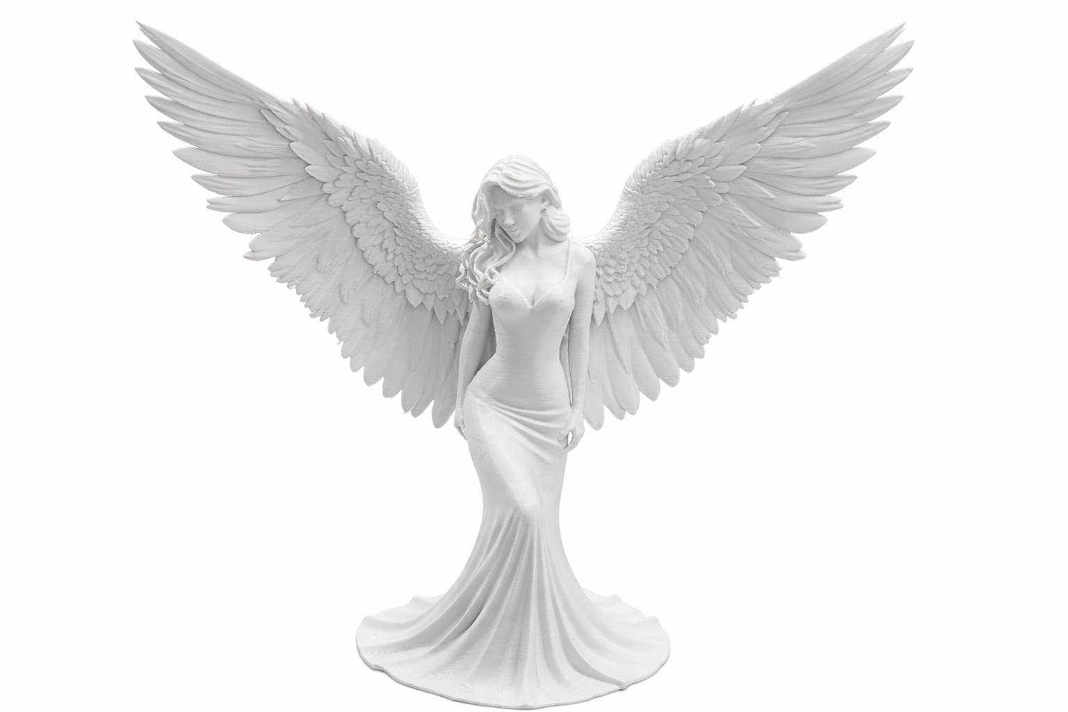White Angel Statue, Gothic Winged Goddess Sculpture