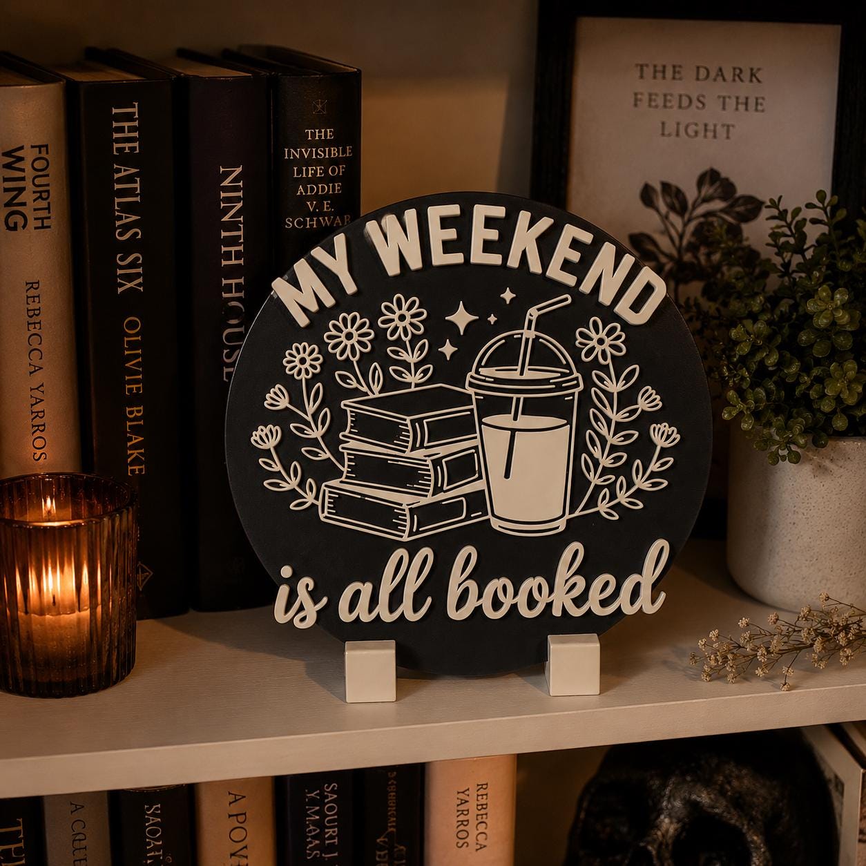 My Weekend Is All Booked Sign, Book Lover Decor, Dark Academia Bookshelf Sign
