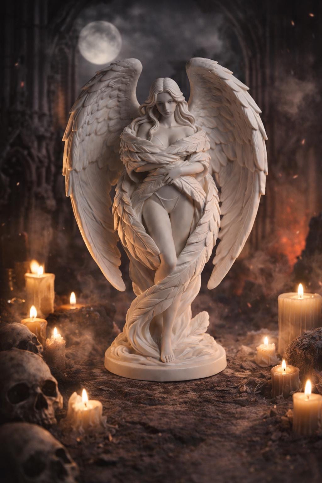 Gothic Angel Statue, Dark Fantasy Sculpture
