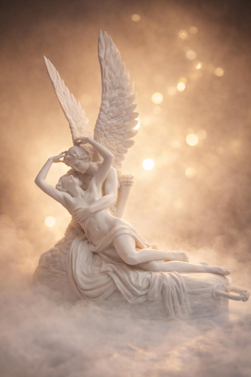 Cupid and Psyche Sculpture, Romantic Angelic Figure, Mythology Decor