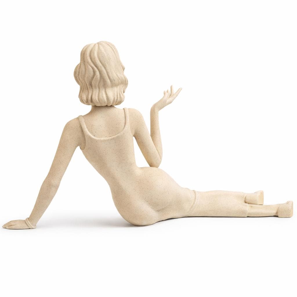 Reclining Woman Incense Holder, Minimalist Beige Sculpture, Meditation Zen Decor