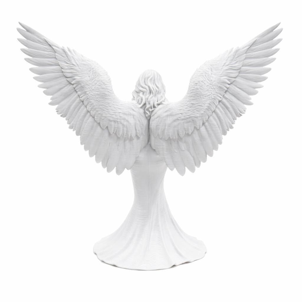 White Angel Statue, Gothic Winged Goddess Sculpture
