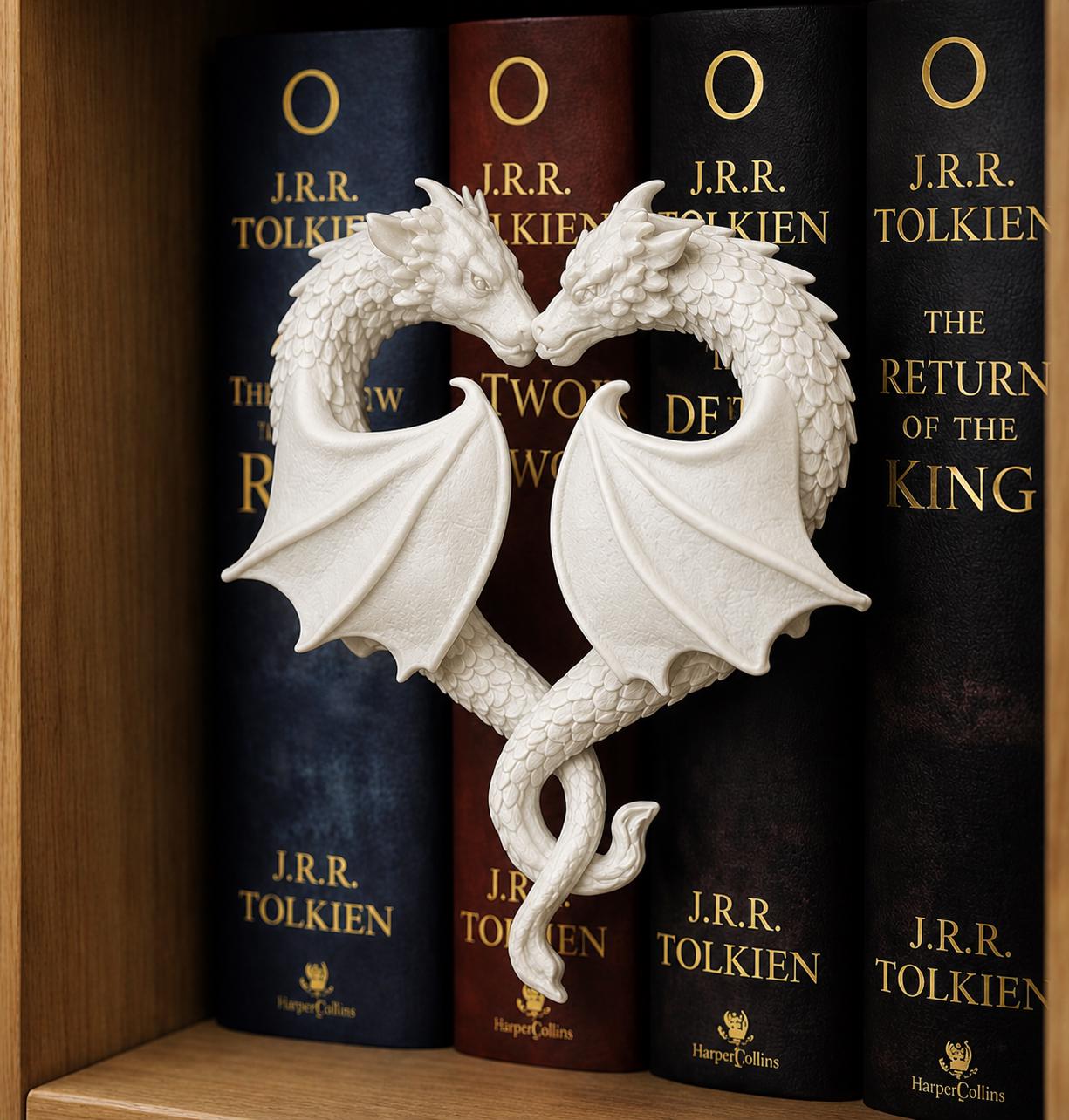 Dragon Book Nook, Black and White Dragon Bookshelf Insert, Fantasy Dragon Shelf Decor, LOTR Inspired Library Decor, Dragon Lover Gift