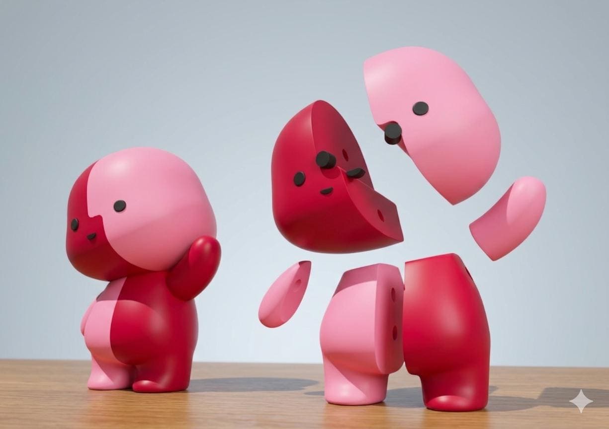Little Magnet Guy Desk Decor, Minimalist Kawaii Figure, Two-Tone Design