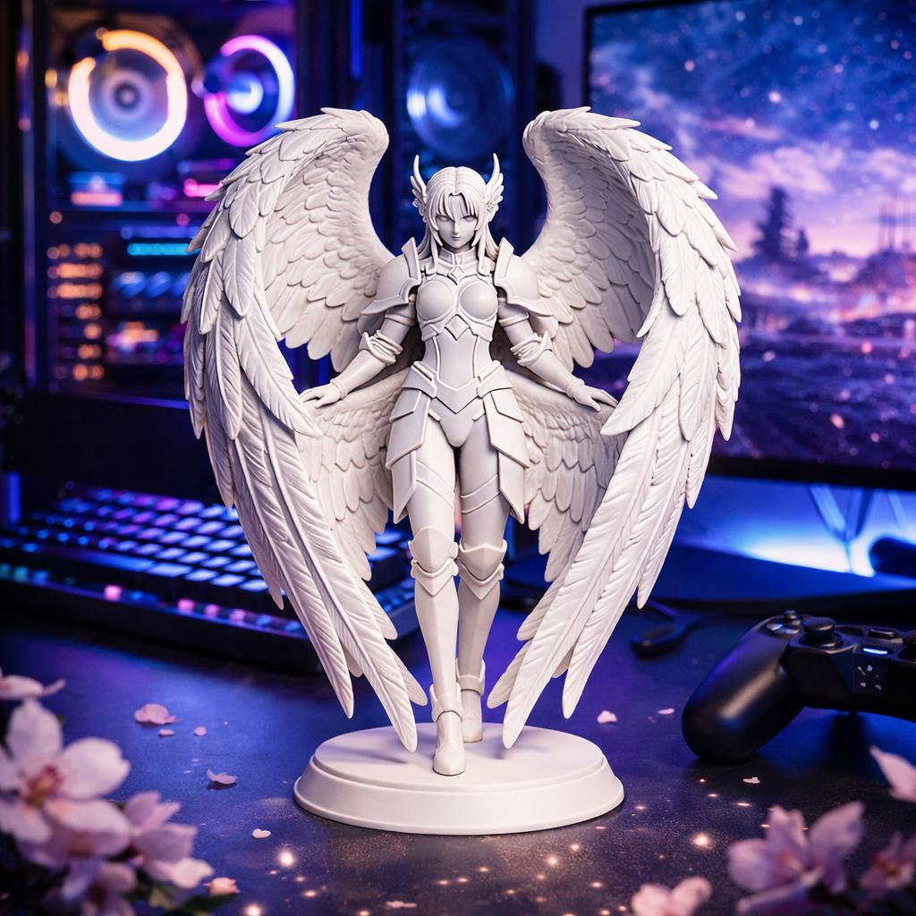 Angel Warrior Figurine, Celestial Guardian Statue, Winged Decor