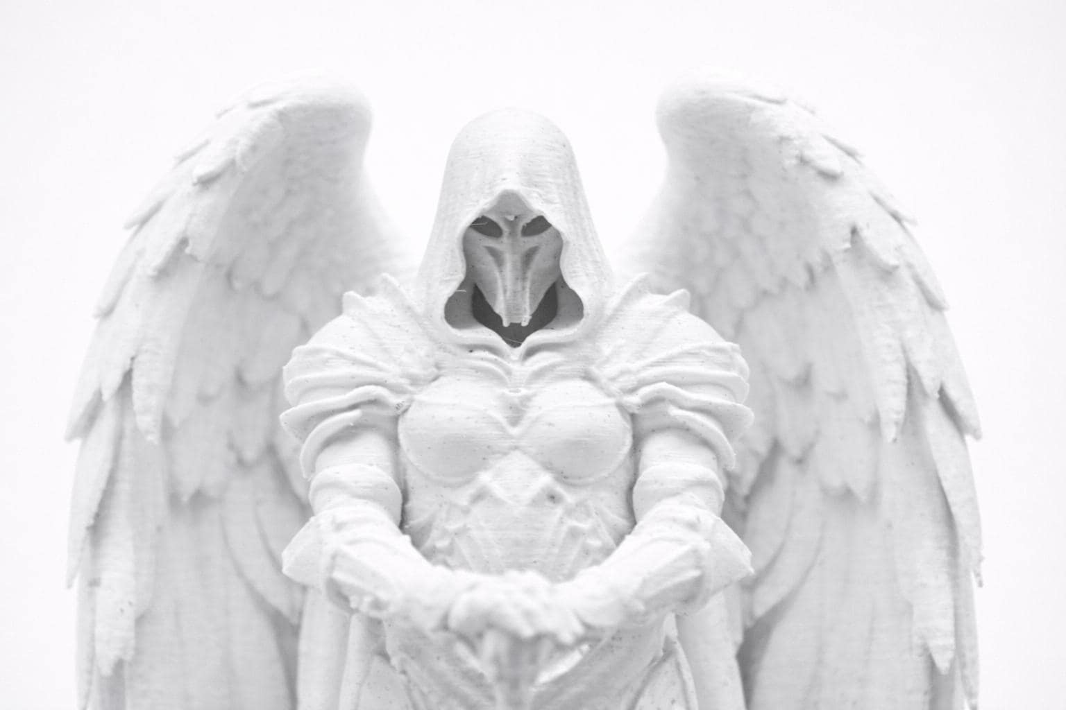 Guardian Angel Statue, Gothic Angel Decor, Dark Fantasy Sculpture, Winged Warrior Figure