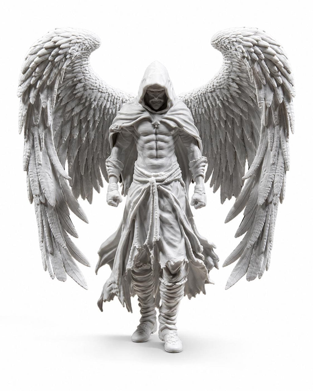 Dark Angel Statue, Hooded Winged Sculpture, Gothic Fantasy Decor