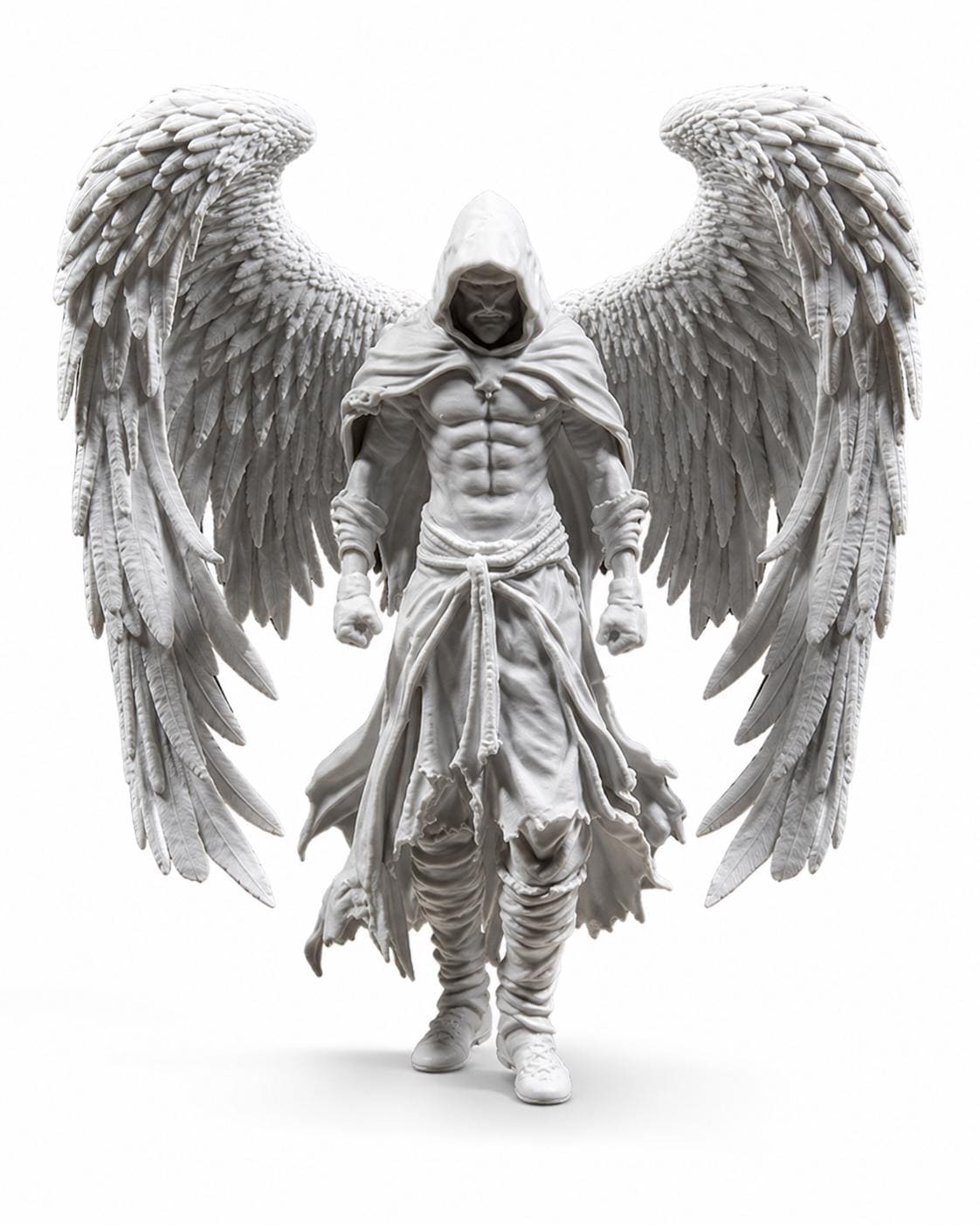 Dark Angel Statue, Hooded Winged Sculpture, Gothic Fantasy Decor