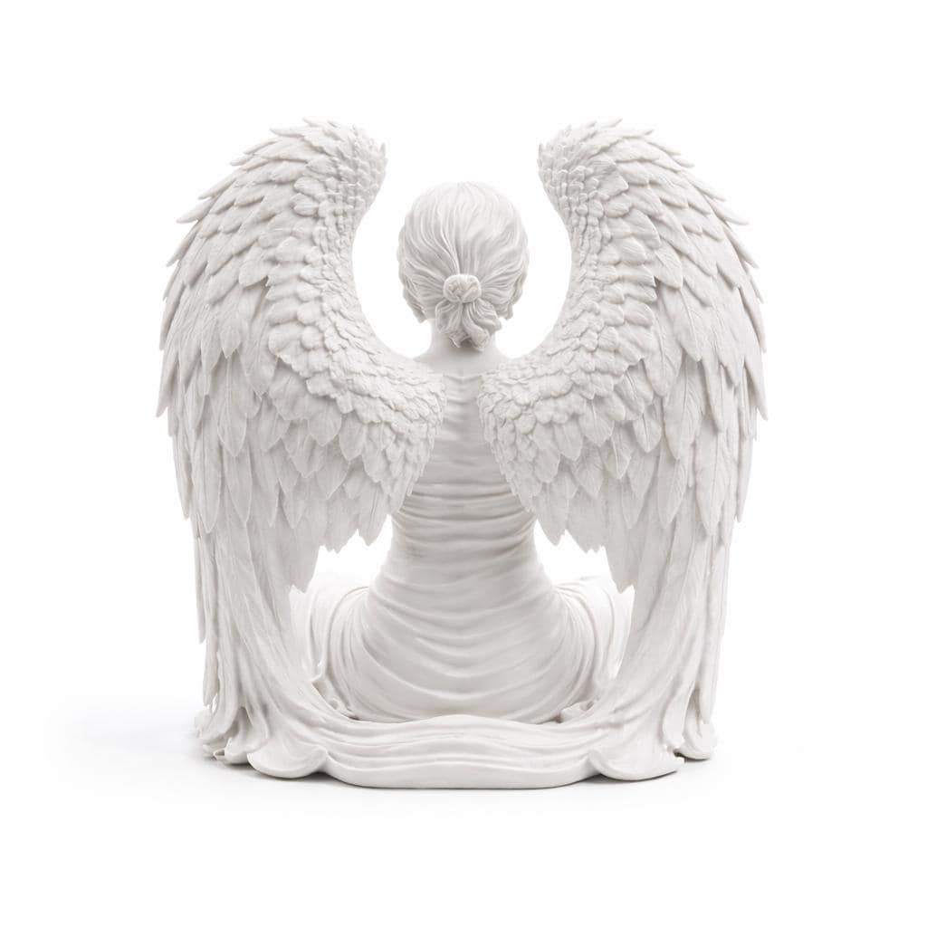 Silent Guardian Angel Statue, Gothic Meditation Sculpture, Fantasy Spiritual Decor