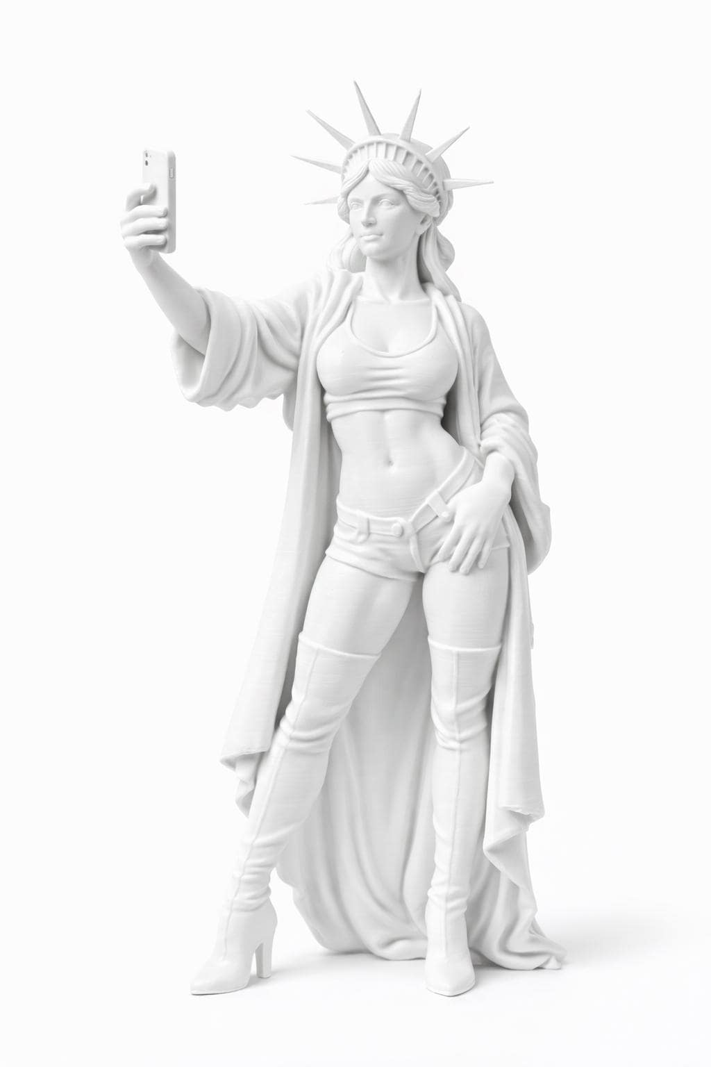 Modern Statue of Liberty Selfie Sculpture, Pop Art Figurine, Quirky Home Decor
