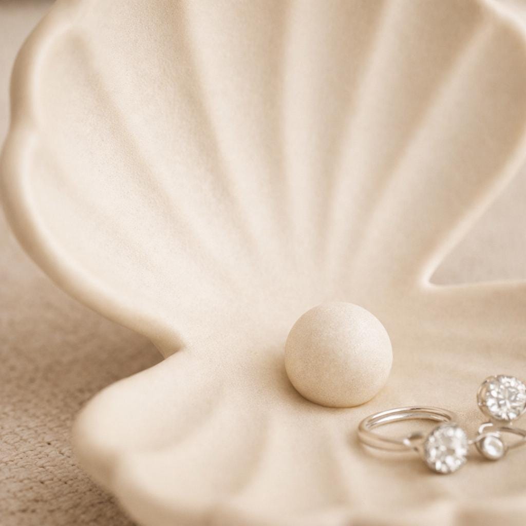 Shell Jewelry Tray, Minimal Ring Holder Dish, Coastal Organizer