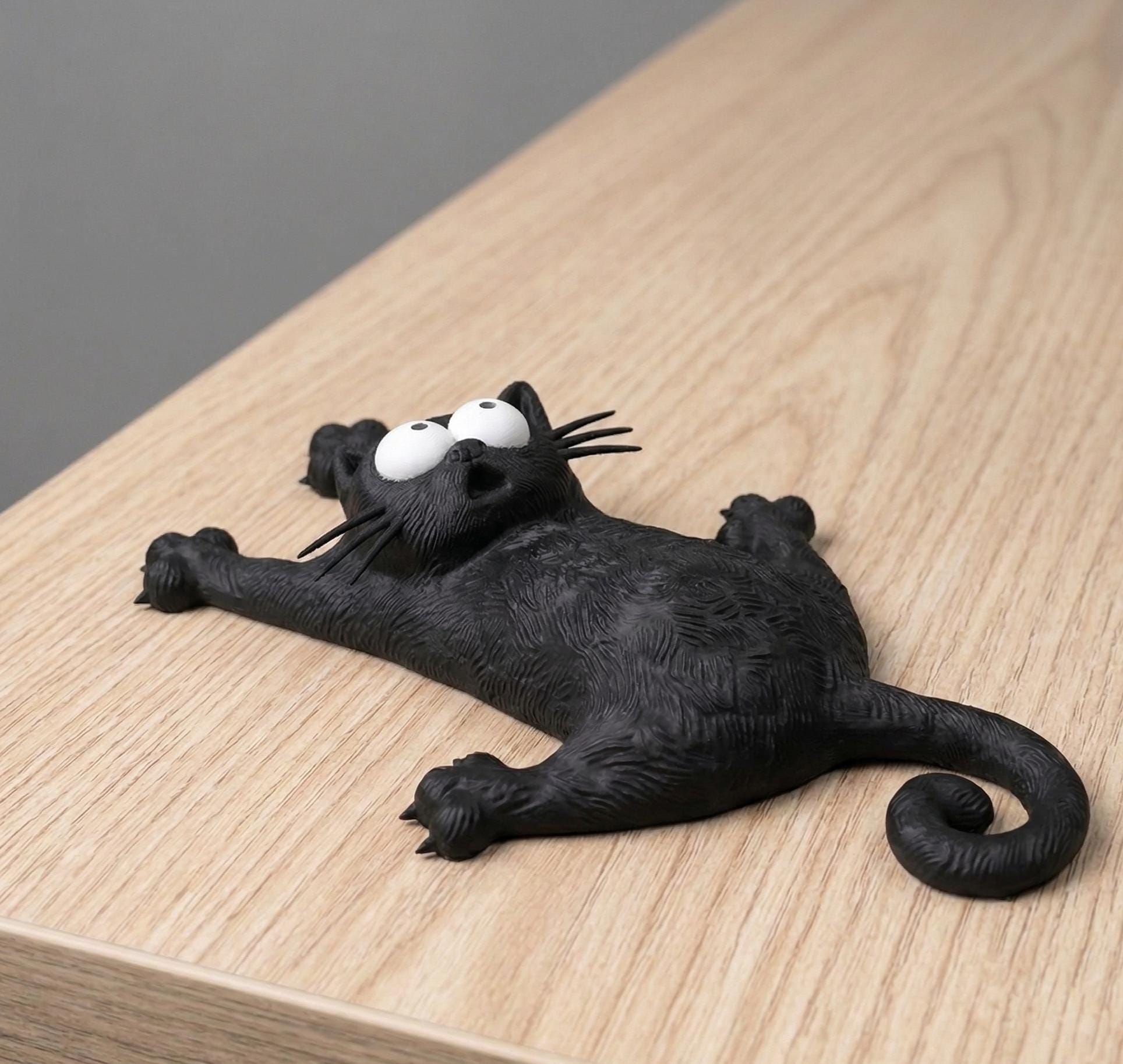 Hanging Black Cat Fridge Magnet – Playful Climbing Decor, Kawaii Kitchen Accessory