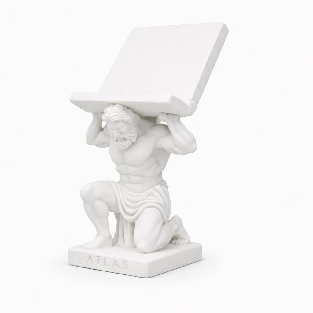 Atlas Phone Holder Sculpture, Greek Mythology Stand, Minimalist White Desk Decor