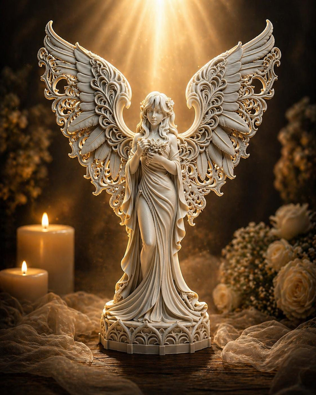 Guardian of Peace Angel Statue, Gothic Meditation Sculpture, Fantasy Spiritual Decor