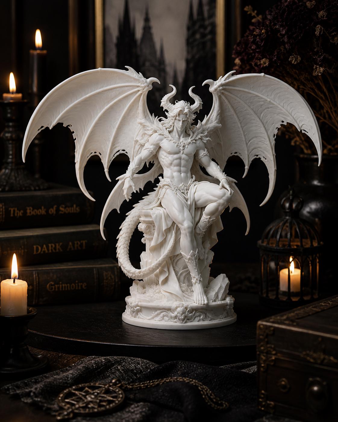 Gothic Demon Statue, Dark Fantasy Sculpture, Lucifer Figurine