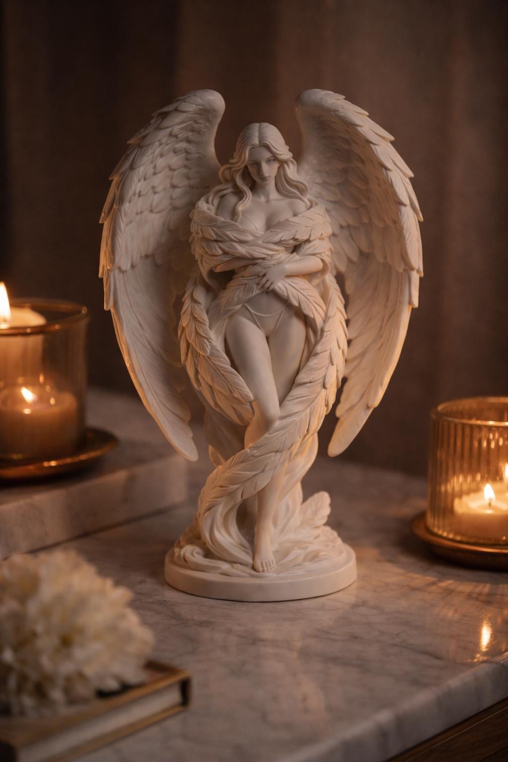 Gothic Angel Statue, Dark Fantasy Sculpture