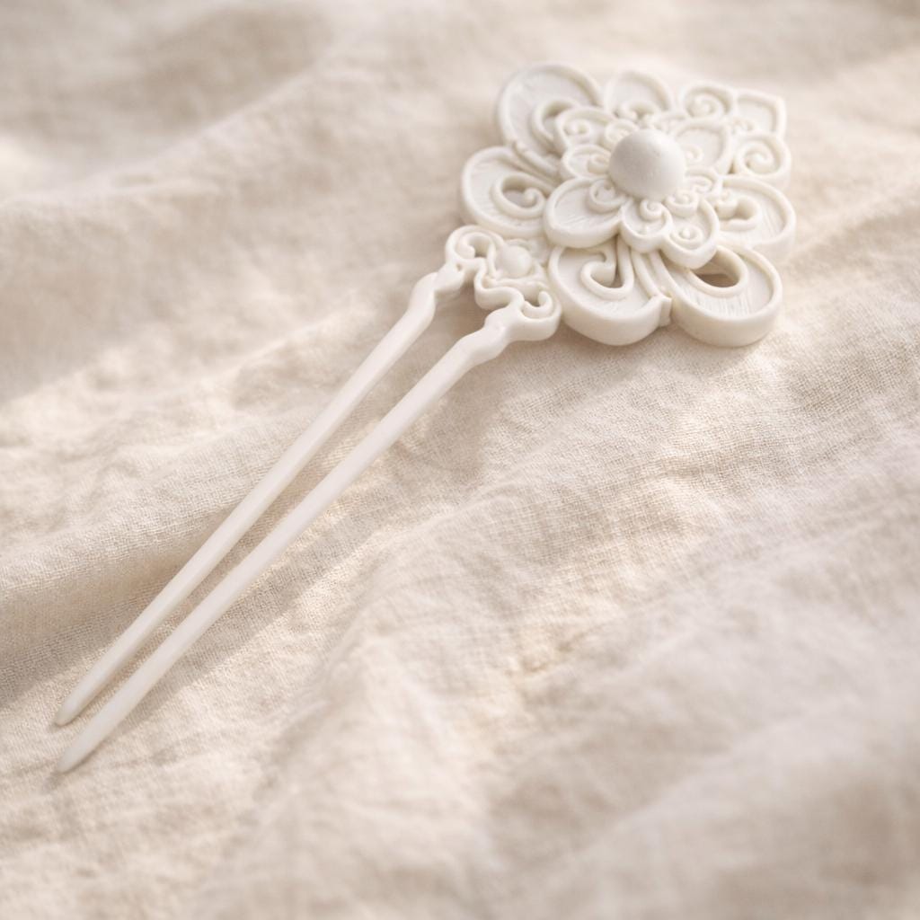 Chinese Hairpin Floral Hair Stick, Elegant Bun Pin, Minimalist Hair Accessory