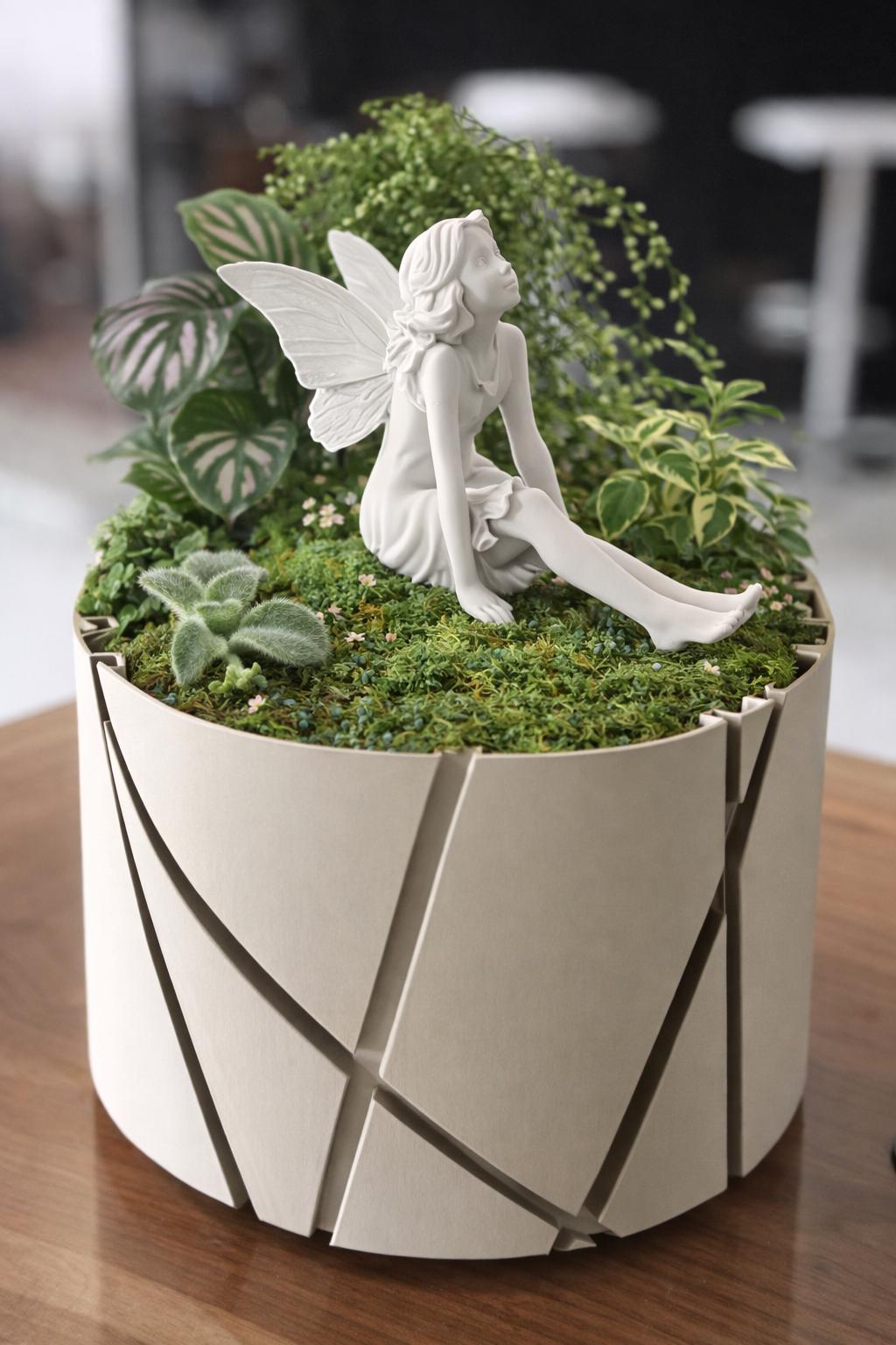 Fairy Garden Statue, Mossy Base, Enchanted Terrarium Decor, Cottagecore Figurine