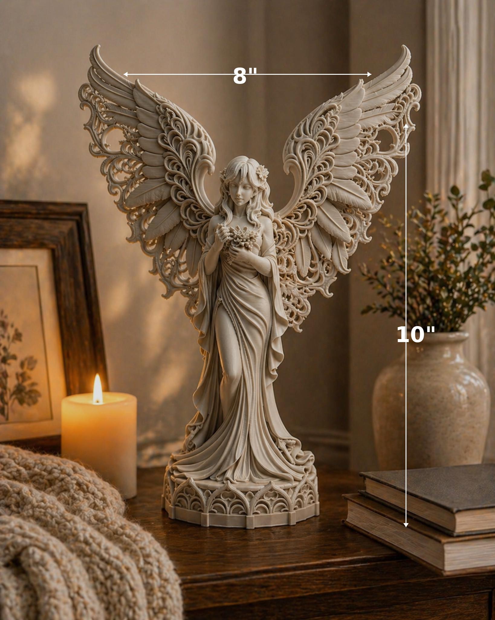 Guardian of Peace Angel Statue, Gothic Meditation Sculpture, Fantasy Spiritual Decor