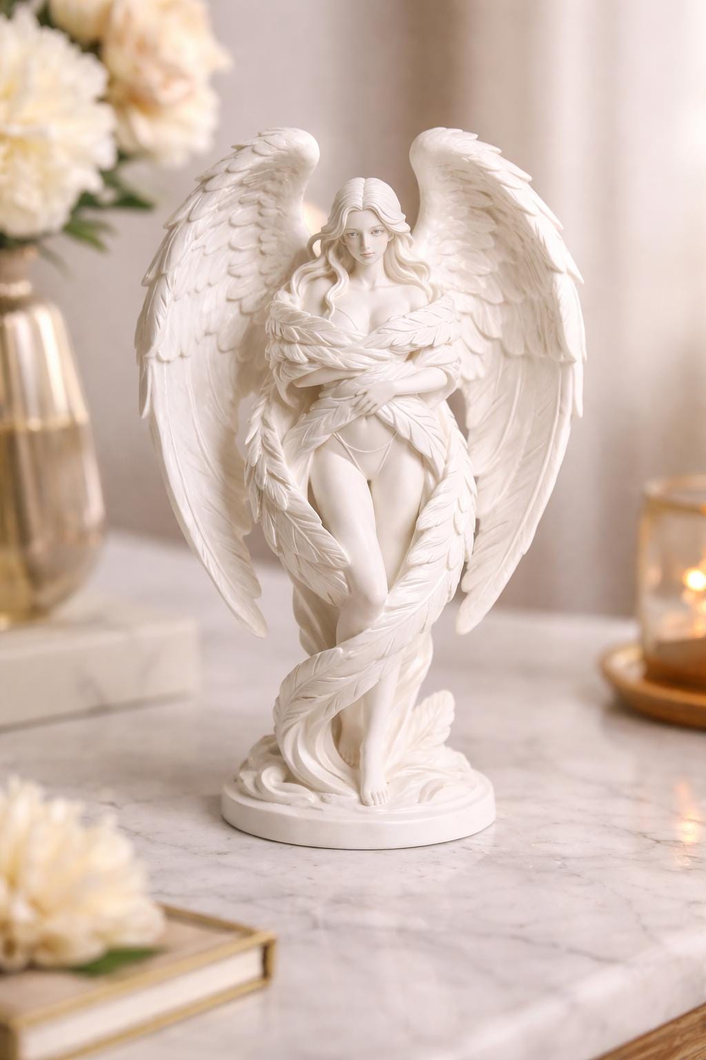 Gothic Angel Statue, Dark Fantasy Sculpture
