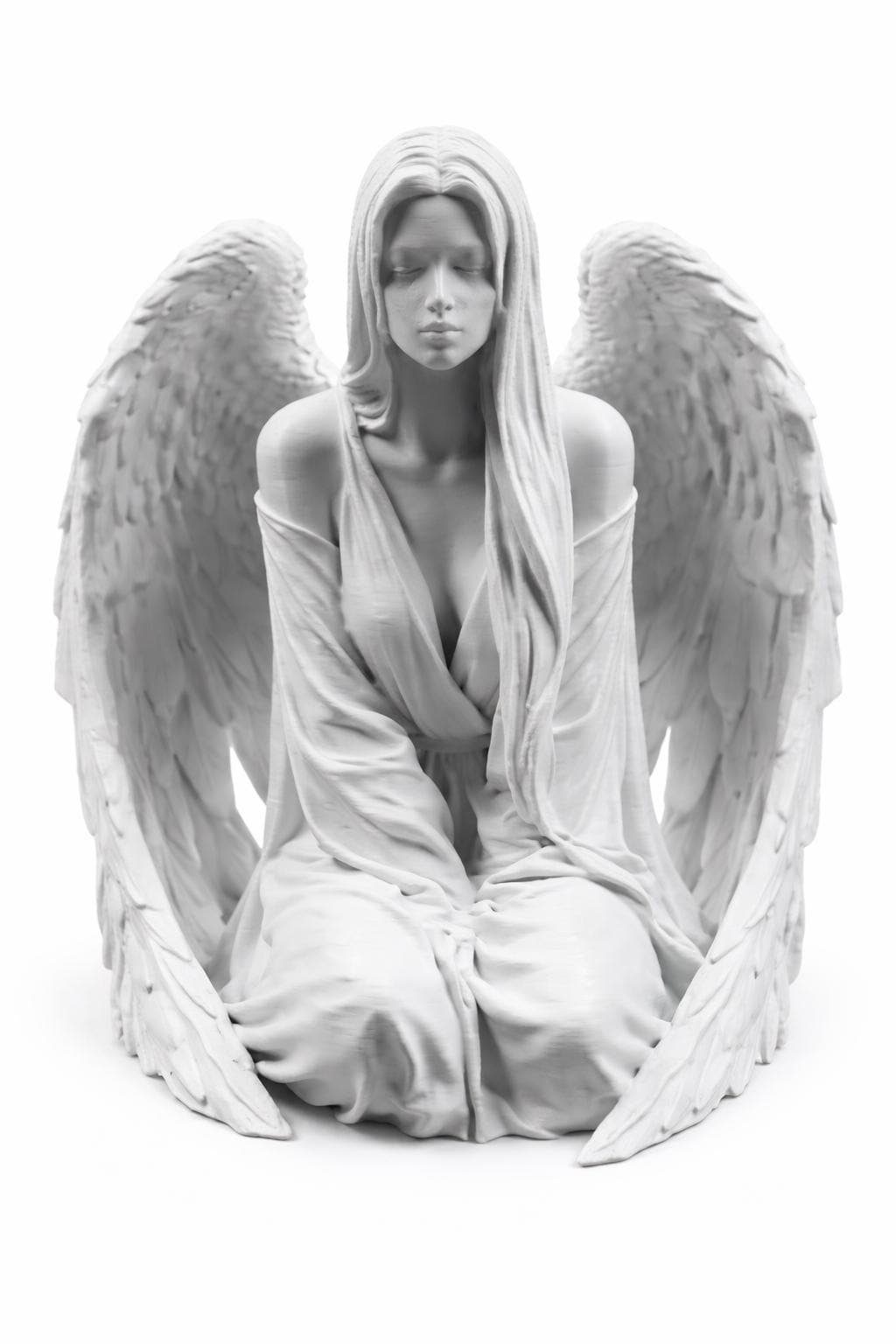 Guardian of Peace Angel Statue, Gothic Meditation Sculpture, Fantasy Spiritual Decor