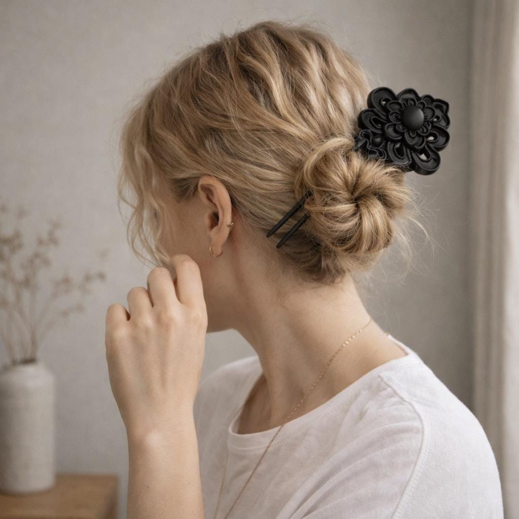 Chinese Hairpin Floral Hair Stick, Elegant Bun Pin, Minimalist Hair Accessory