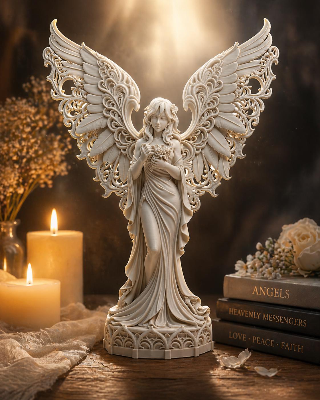 Guardian of Peace Angel Statue, Gothic Meditation Sculpture, Fantasy Spiritual Decor