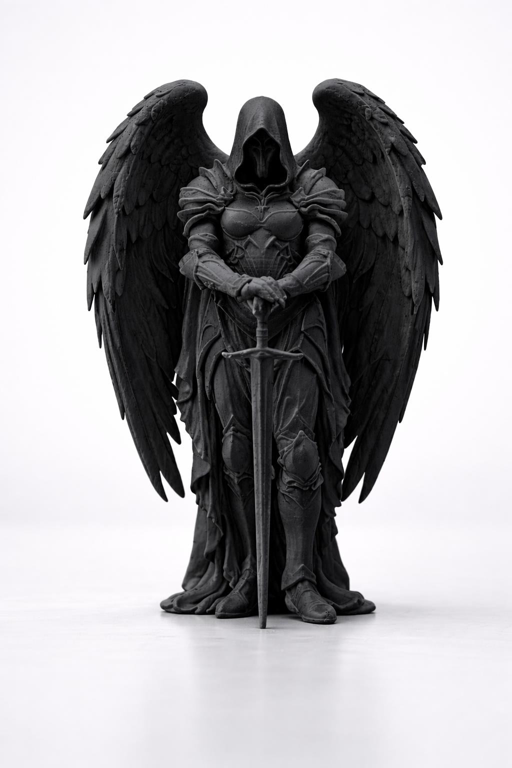 Guardian Angel Statue, Gothic Angel Decor, Dark Fantasy Sculpture, Winged Warrior Figure