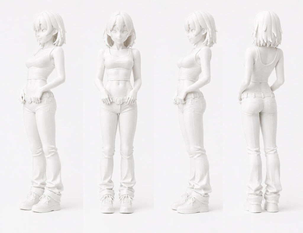 Anime Girl Figurine, Minimalist Manga Sculpture, 3D Printed Desk Decor