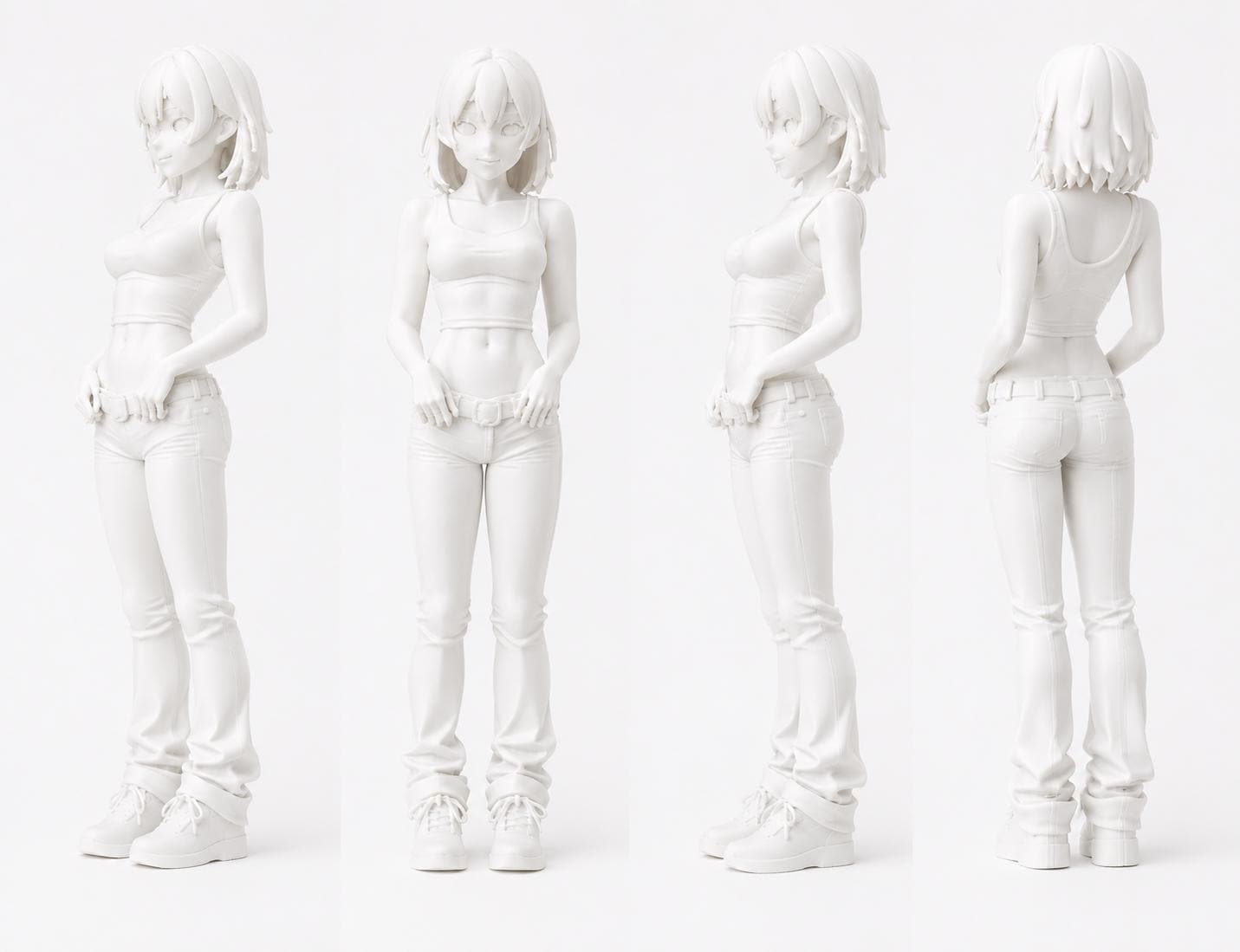 Anime Girl Figurine, Minimalist Manga Sculpture, 3D Printed Desk Decor