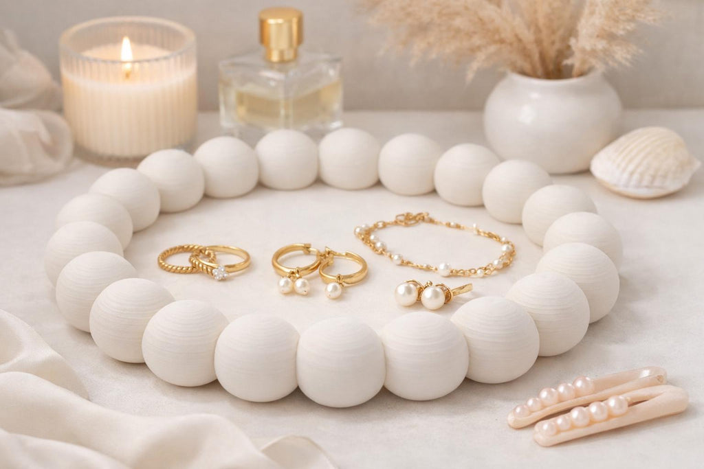 Beaded Jewelry Tray, Modern Vanity Organizer, Minimalist Trinket Dish