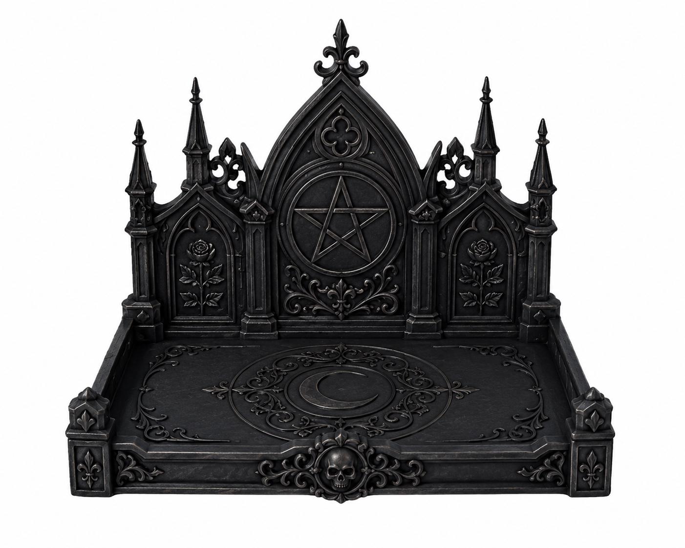 Gothic Witch Altar Tray, Victorian Crystal Display Shelf, Dark Academia Decor