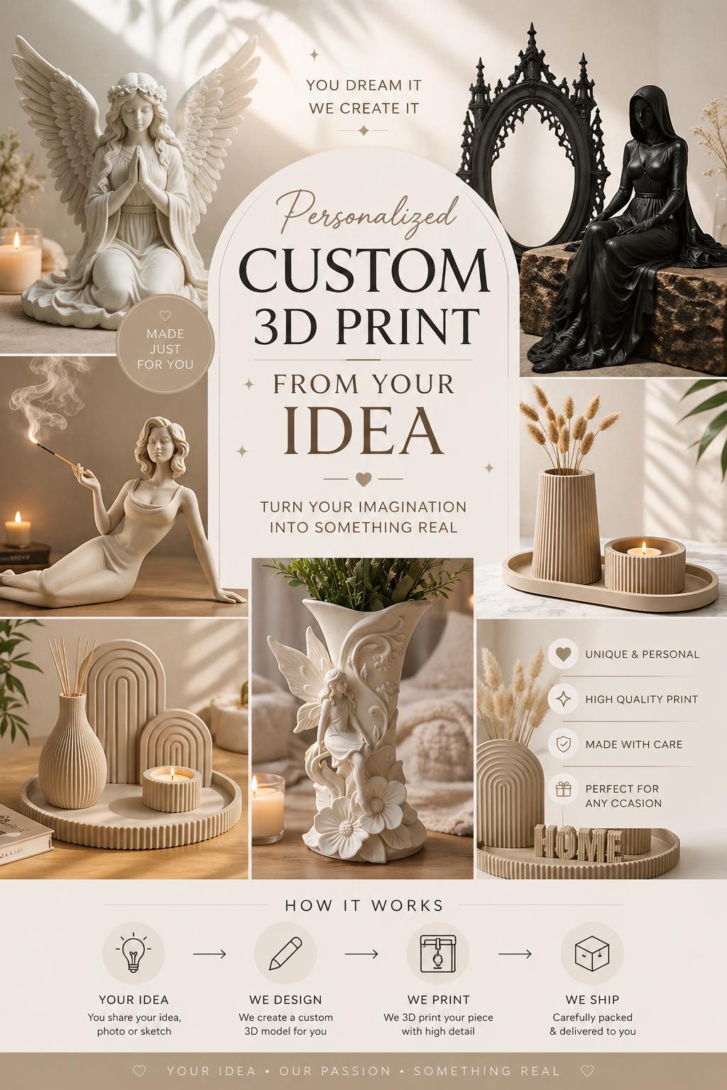 Custom 3D Print From Your Idea, Personalized Figurine & Decor, Turn Your Imagination Into Reality