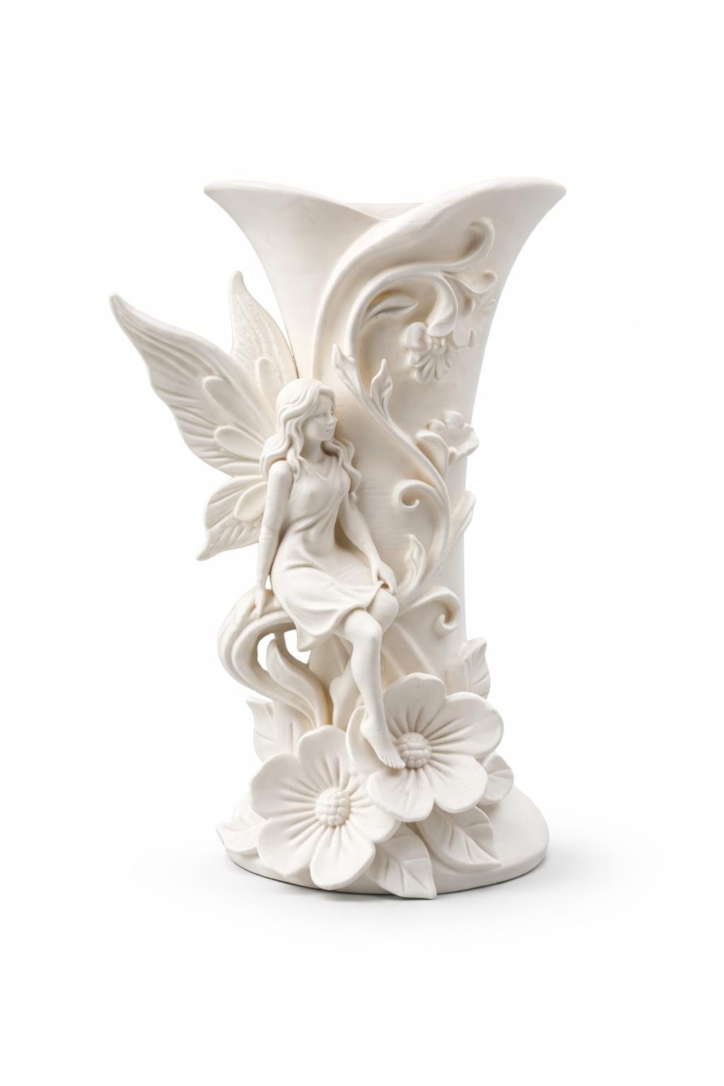 Fairy Sculpture Vase, Floral Fairy Decor, Cottagecore Fantasy Home Accent
