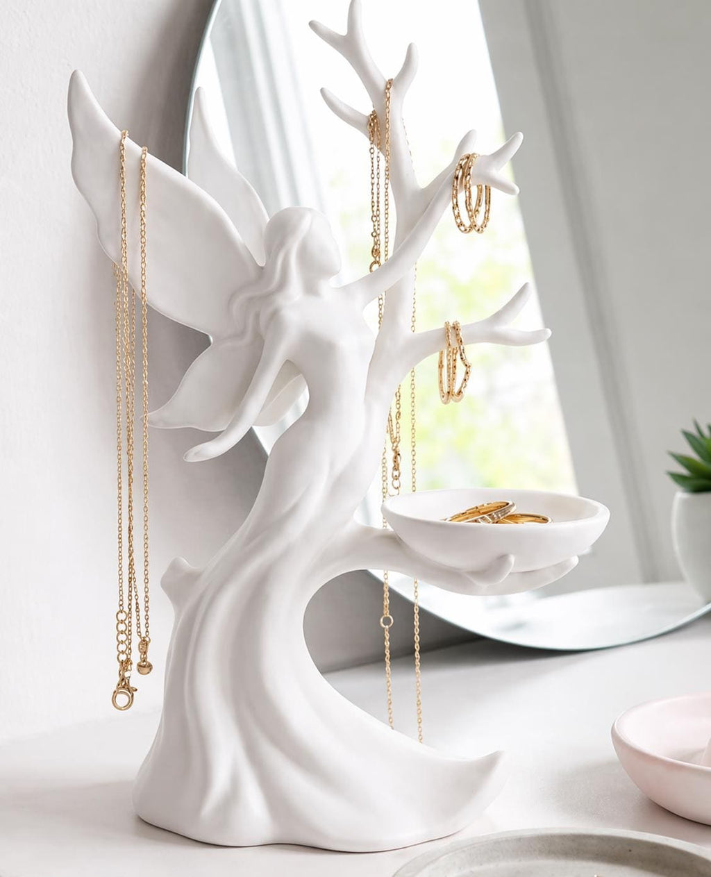 Fairy Tree Jewelry Organizer, Necklace Holder Stand, Ring Tray, Vanity Decor