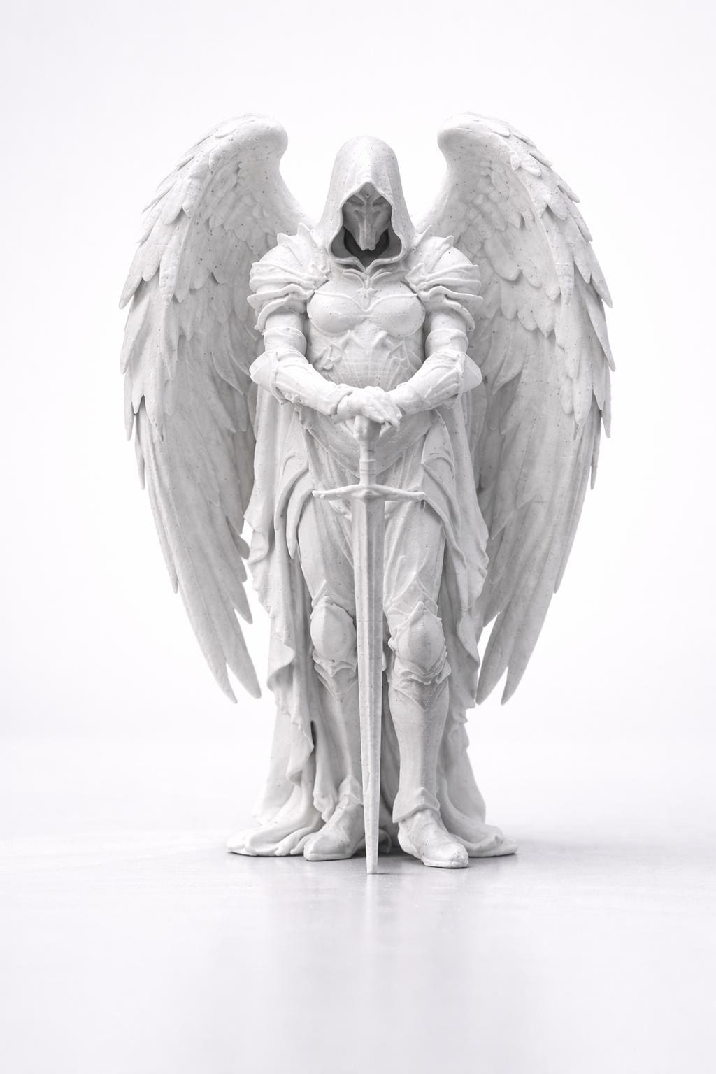 Guardian Angel Statue, Gothic Angel Decor, Dark Fantasy Sculpture, Winged Warrior Figure