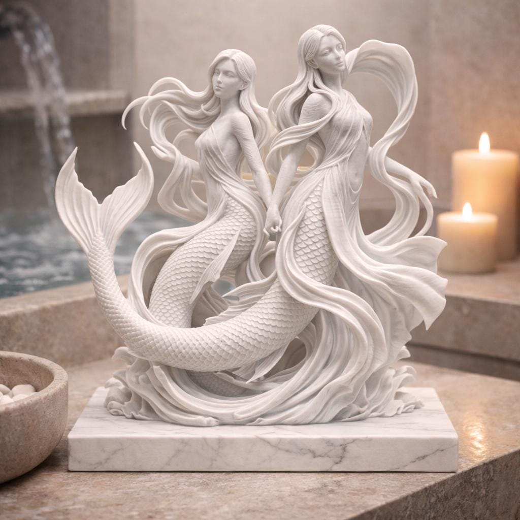 Pisces Zodiac Mermaid Sculpture, Spiritual Decor