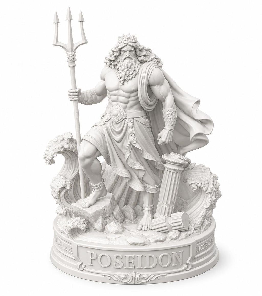 Poseidon Statue: Greek God Ocean Decor, Mythology Sculpture, Coastal Fantasy Figurine