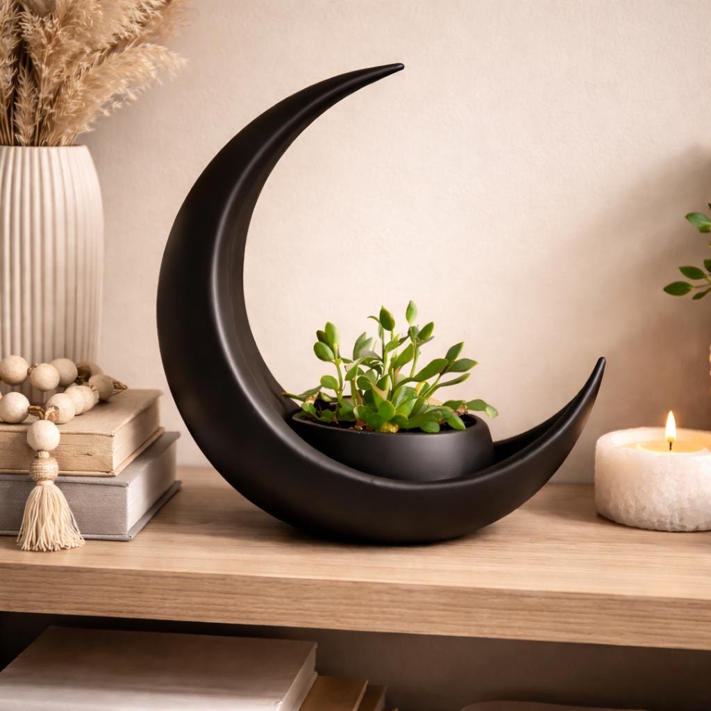 Crescent Moon Planter, Succulent Holder