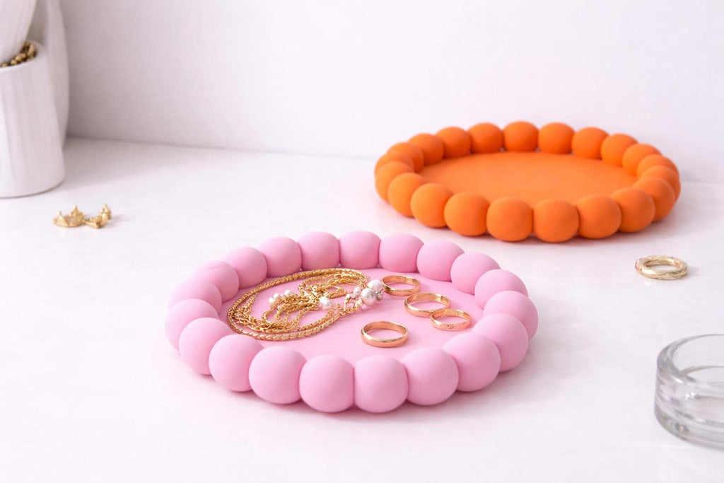 Beaded Jewelry Tray, Modern Vanity Organizer, Minimalist Trinket Dish