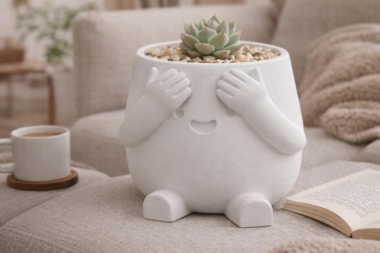 Peace & Peekaboo Planter Pot, Succulent Planters, Joyful Home Decor