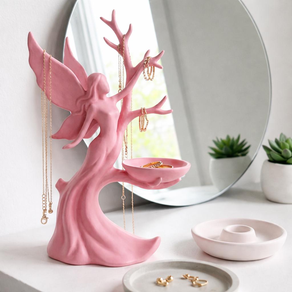 Fairy Tree Jewelry Organizer, Necklace Holder Stand, Ring Tray, Vanity Decor