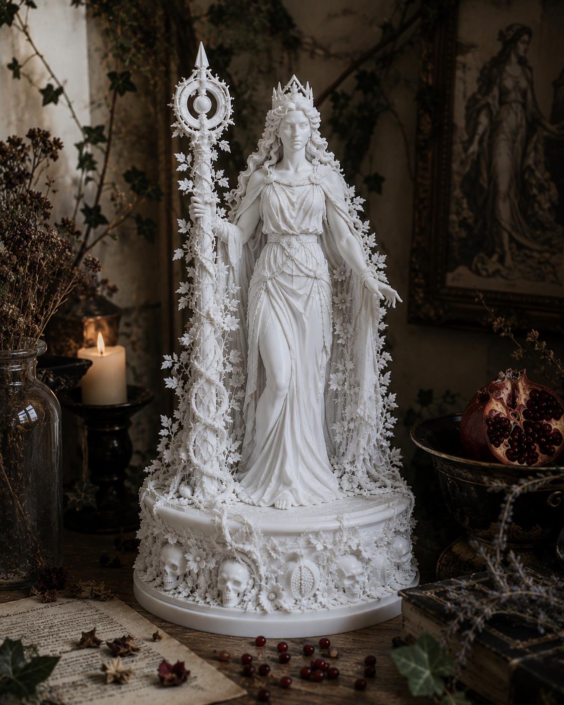 Persephone Statue, Greek Goddess Underworld Queen Sculpture, Gothic Mythology Figurine