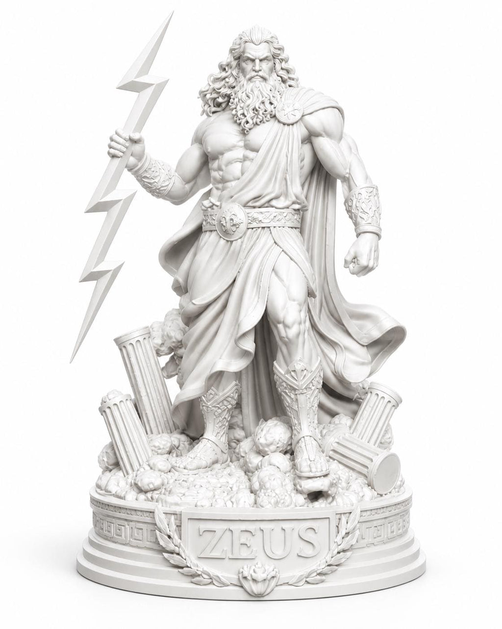 Zeus Statue: Greek God Sculpture with Lightning Bolt, Mythology Decor