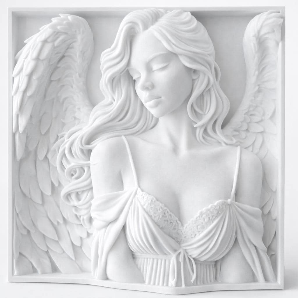 Guardian Angel Relief Sculpture, Serene Angel