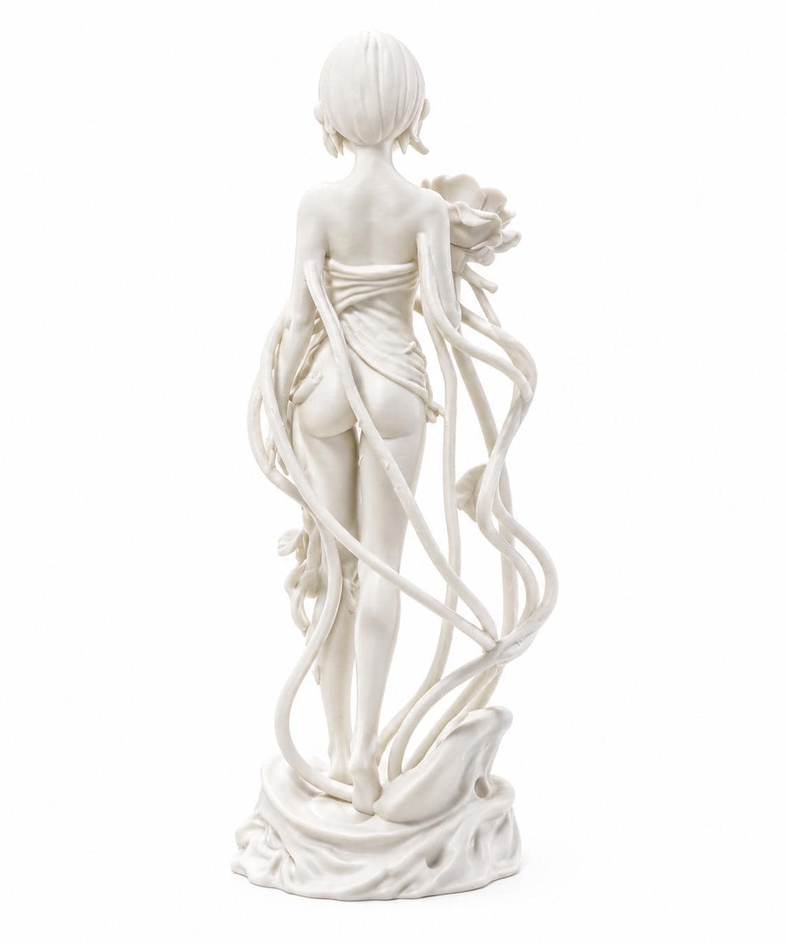 Rose Goddess Statue, Dark Feminine Sculpture, Anime Style Shelf Decor, Romantic Accent