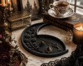 Gothic Crescent Moon Tray, Victorian Jewelry Dish, Raven Altar Organizer