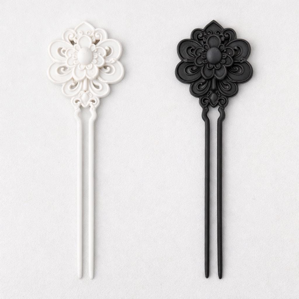 Chinese Hairpin Floral Hair Stick, Elegant Bun Pin, Minimalist Hair Accessory