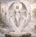 Guardian Angel Sculpture – White Winged Figurine, Celestial Home Decor