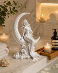 White Mermaid Statue, Coastal Beach House Decor, Ocean Inspired Figurine, Feminine Spa Home